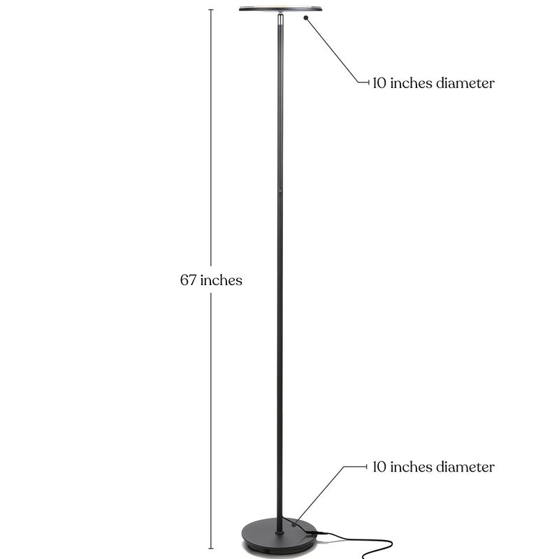 Brightech Sky Flux Dimmable LED Floor Lamp â€“ Super Bright Floor Lamp with 3 Light Modes for Living Room, Office â€“ Torchiere Standing Touch-Lamp, Tall Torch Lamp for Bedroom & Reading â€“ Black - Image 2